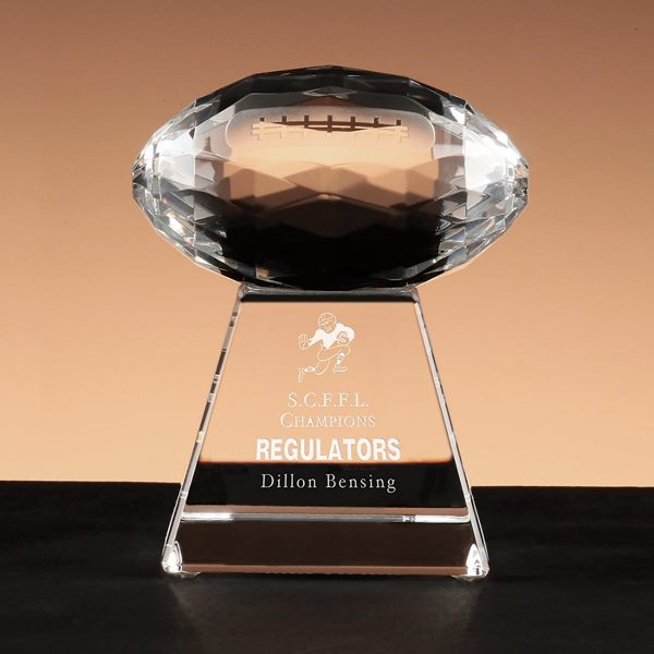 Faceted Football -Crystal Football Trophy