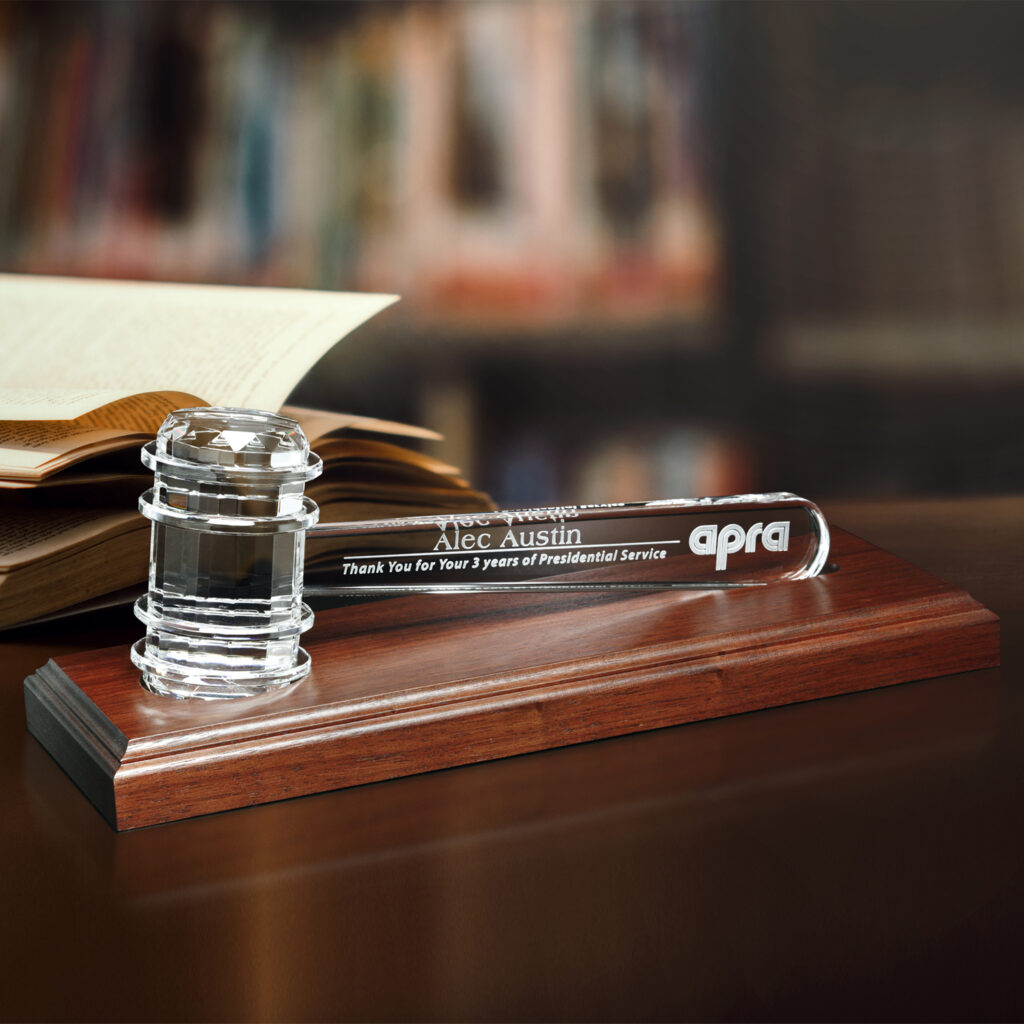 Crystal Gavel on Royal Finish Base, Optic