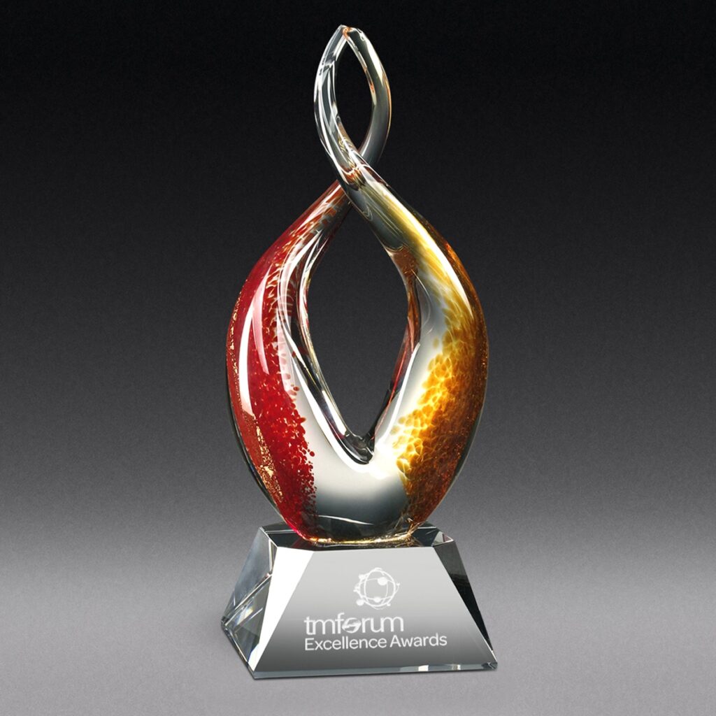 Flame of Excellence, Red & Amber Art Glass