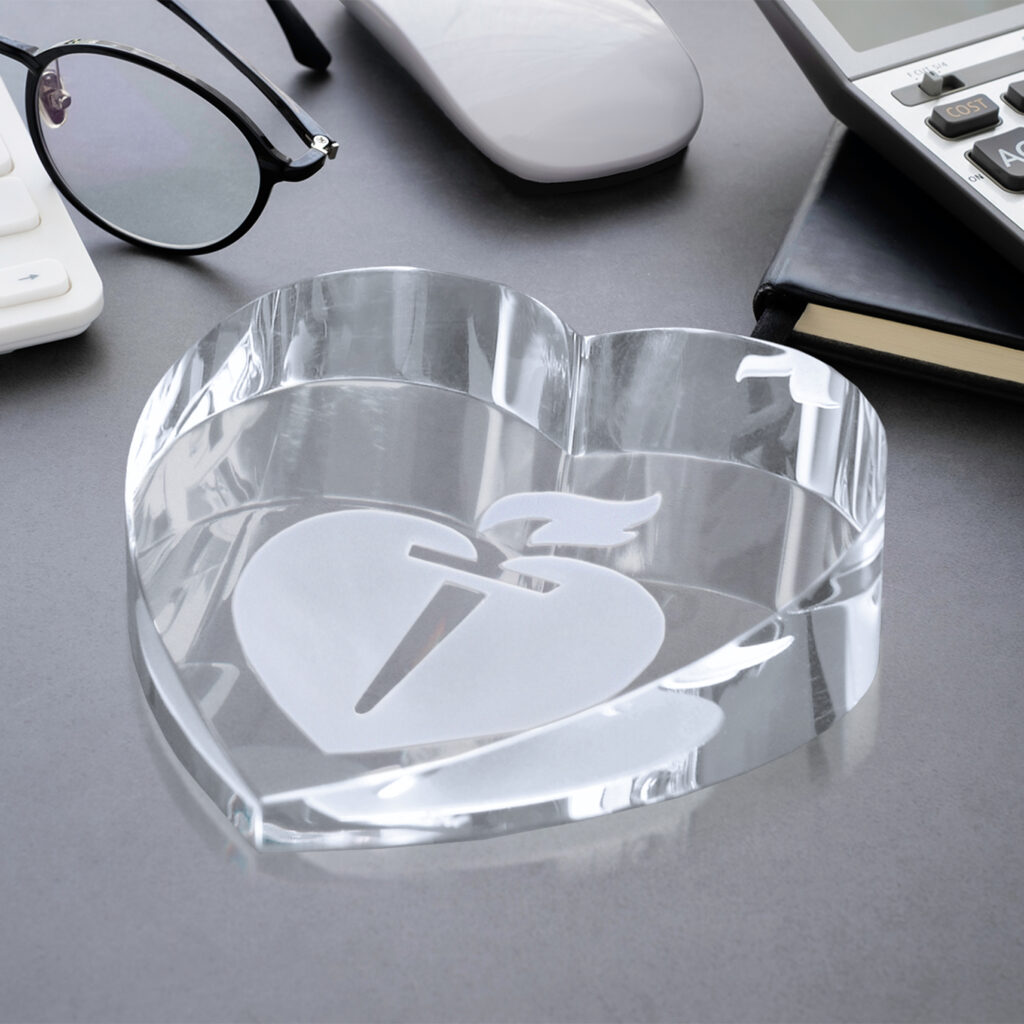 Slant Heart Paperweight, Optic